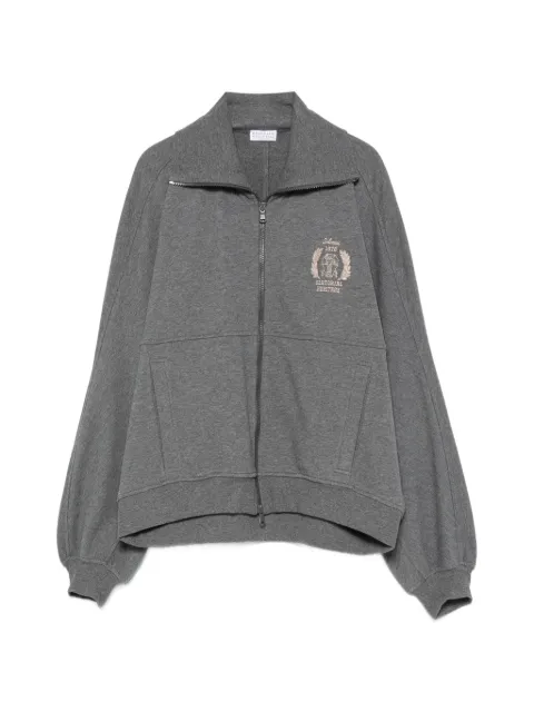 Brunello Cucinelli logo-embroidered zip-up hoodie Grey MN05NB2X06C8125