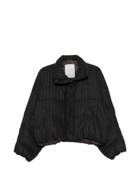 Brunello Cucinelli sequin-embellished striped puffer jacket Grey MG5767484C520