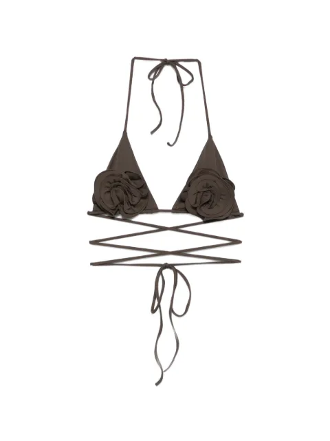 Magda Butrym wrap-around halterneck bikini top Brown 634726