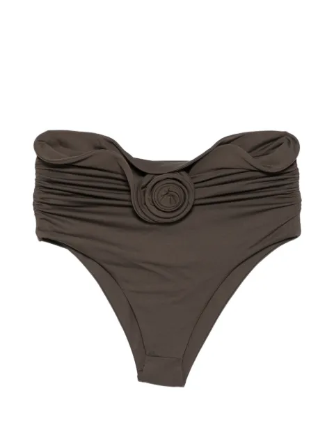 Magda Butrym rosette-detail ruched bikini bottoms Brown 611726