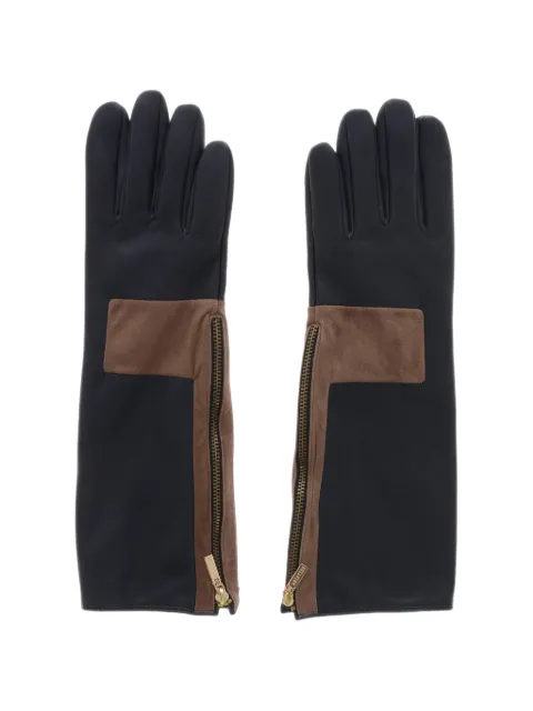 Aristide Najean suede-panel side-zip gloves Blue AW57INDIGOYELLOW
