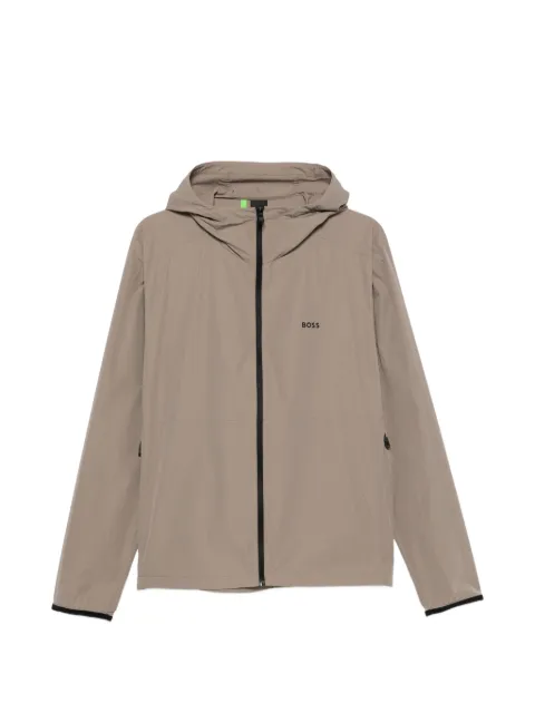 BOSS hooded logo-print jacket Neutrals 50561385
