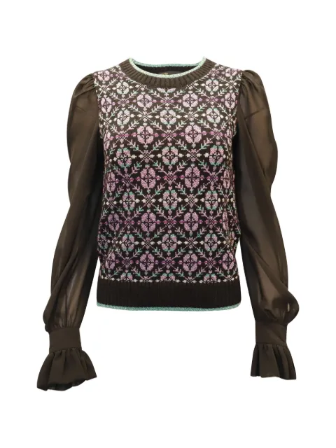 Maje Maely geo-print sweater Black NAPPUGBCL090643W