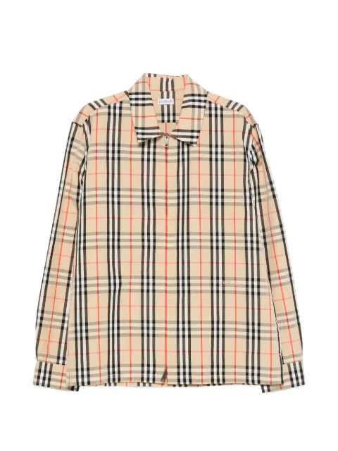 Burberry check-pattern zip-fastening overshirt Neutrals 8129460