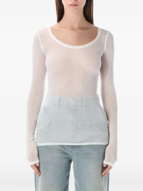 American Vintage Massachusetts sheer scoop-neck top White MAS04