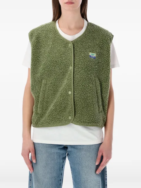 American Vintage Hoktown fleece-texture logo-patch gilet Green HOK16B