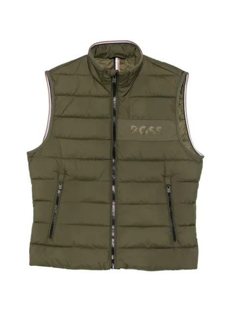BOSS quilted logo-print gilet Green 50518375