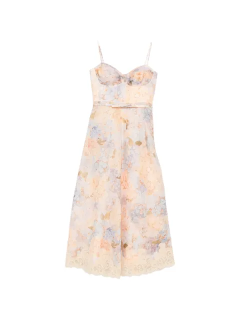 ZIMMERMANN Valiant floral-print midi dress Neutrals 0324DF261
