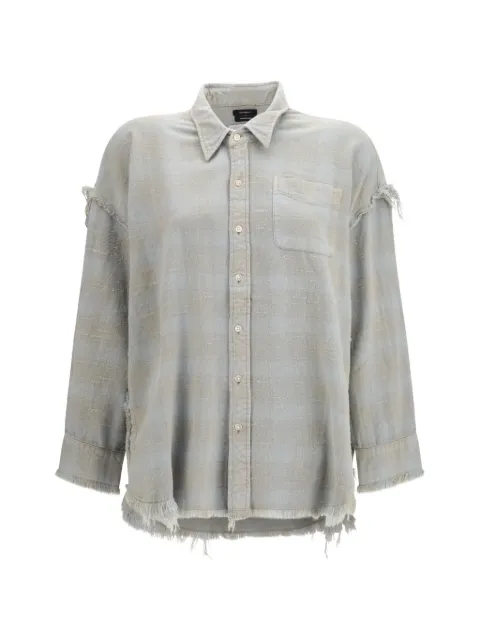 R13 check frayed-edge shirt Neutrals R13WR075