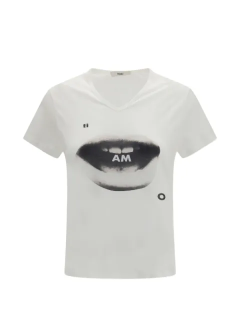 FENDI ivory jersey T-shirt with Ti Amo print White FS9805B19Y