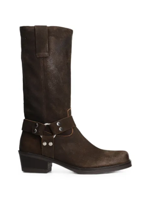 Julie Dee buckled harness biker boots Brown IW510