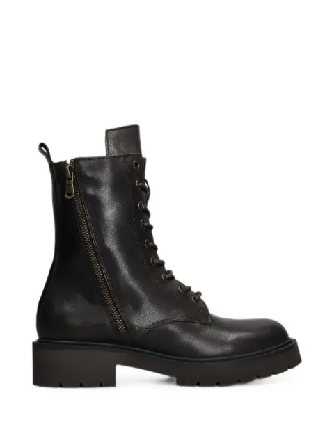 Julie Dee lace-up side-zip boots Brown IW511