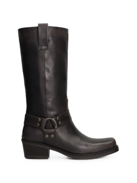 Julie Dee harness-detail square-toe biker boots Black IW510