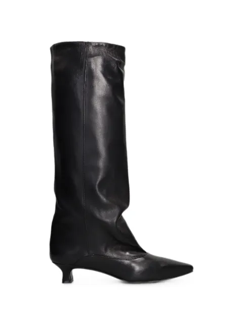 The Seller pointed-toe ruched high-knee boots Black MW001