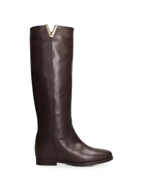 Julie Dee v-plaque leather boots Brown IW536