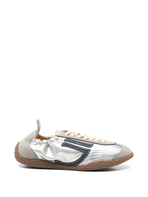Puraai metallic-effect logo-patch sneakers Silver PU901C