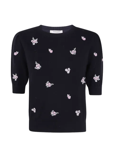 TWINSET wool-blend jumper with floral embroidery Black 262TP3460