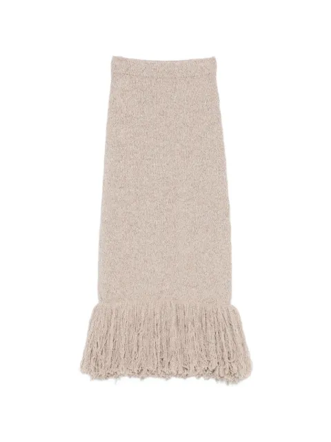 ELY ELY fringe-trim knitted midi skirt Neutrals 261WDELLA