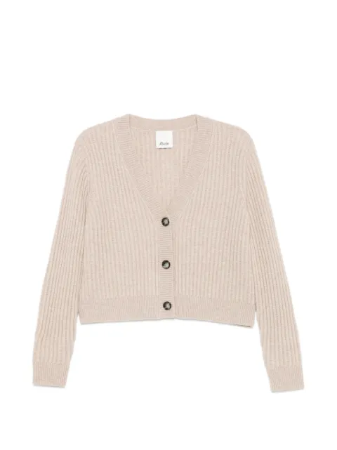 Allude ribbed-knit V-neck cardigan Neutrals 26517620