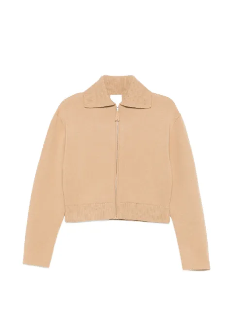 Allude zip-up ribbed-trim cardigan Neutrals 26517611