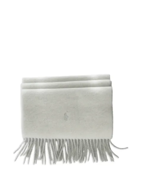 Polo Ralph Lauren logo-embroidered fringed scarf Neutrals WC0601
