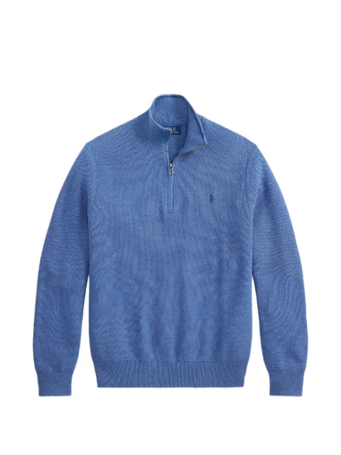 Polo Ralph Lauren mesh-knit cotton quarter-zip jumper Blue 710B18060012