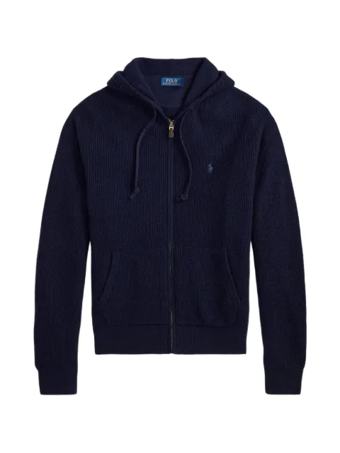 Polo Ralph Lauren waffle-knit wool-cotton hooded sweater Blue 710B26780001