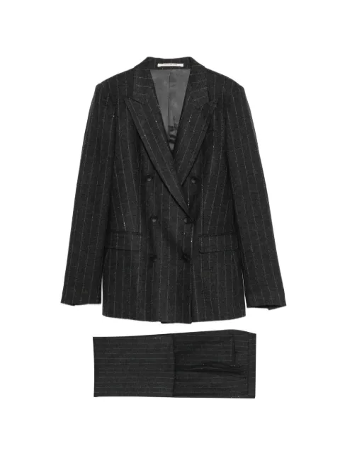 Tagliatore pinstripe sequin-embellished suit Grey TPARIGI10BAD640002R26I186
