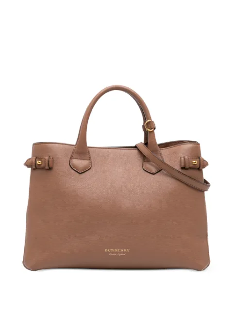 Burberry Pre-Owned 2000-2017 Medium Leather and House Check Banner satchel Brown LEB01ILO1TIA1B3T