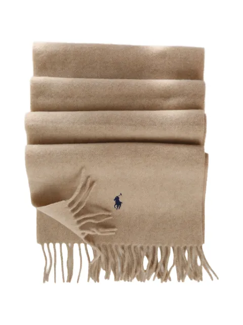 Polo Ralph Lauren Pony motif fringed scarf Neutrals WC0710