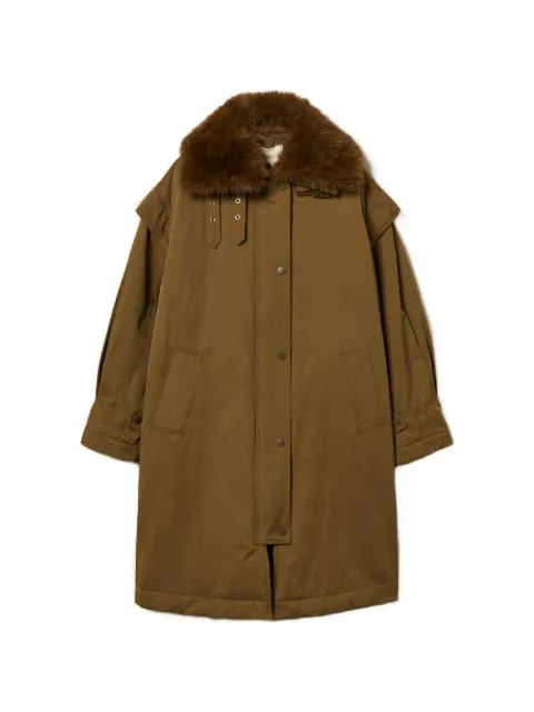 TWINSET gabardine parka coat with faux-fur collar Green 262TP2180