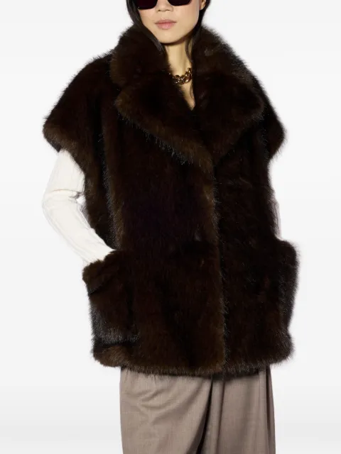 Liviana Conti faux-fur oversized coat Brown F6WW96