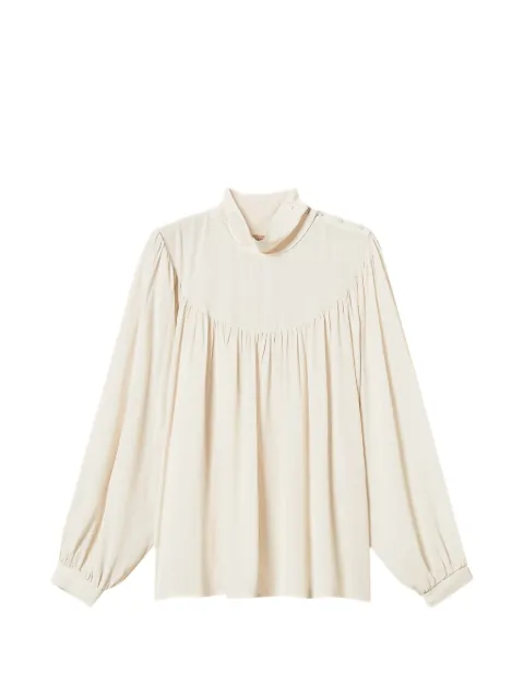 TWINSET crêpe de Chine blouse with gathering Neutrals 262TF2054