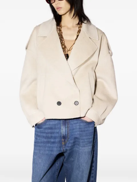 Liviana Conti double-breasted epaulette coat Neutrals F6WW54