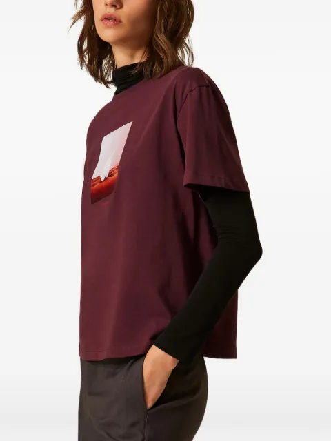 TWINSET regular crewneck T-shirt with print Red 262TF2090
