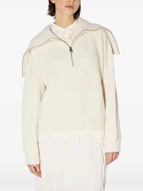 Liviana Conti Evadne ribbed-knit zip-neck sweater Neutrals F6WC11