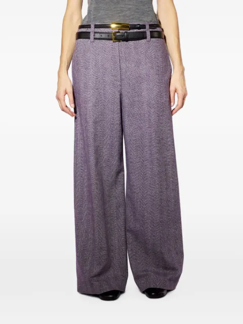 Liviana Conti herringbone-pattern palazzo pants Purple F6WL19