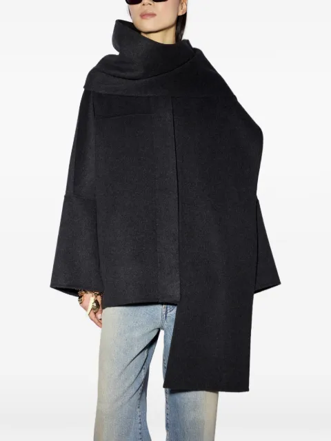 Liviana Conti scarf-detail concealed-fastening coat Grey F6WW62