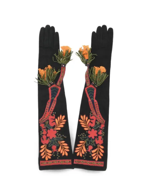 DSQUARED2 floral-pattern studded gloves Black GLW000710201239