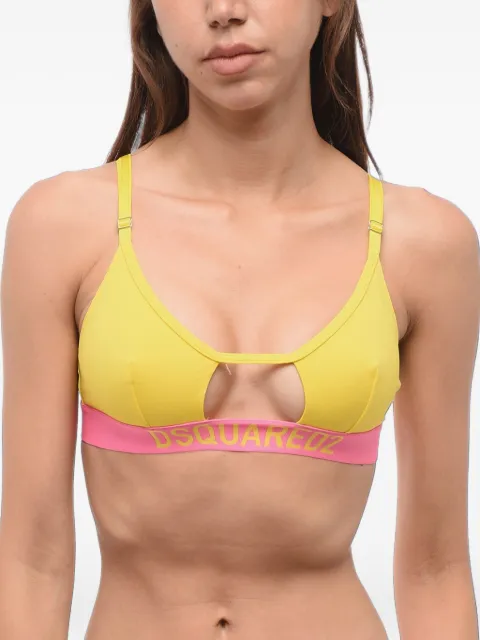 DSQUARED2 logo-band cut-out bra Yellow D8R164250ISA01