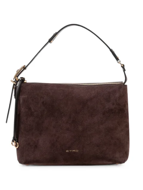 ETRO logo-print suede shoulder bag Brown WP1B0047AP12Q
