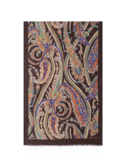 ETRO paisley-print frayed scarf Brown WATA0005AK1EL