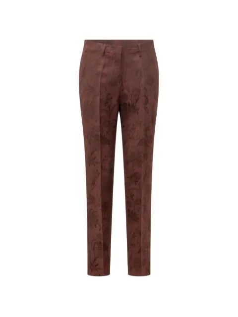 ETRO floral-jacquard tailored trousers Brown WREA000399TJ446