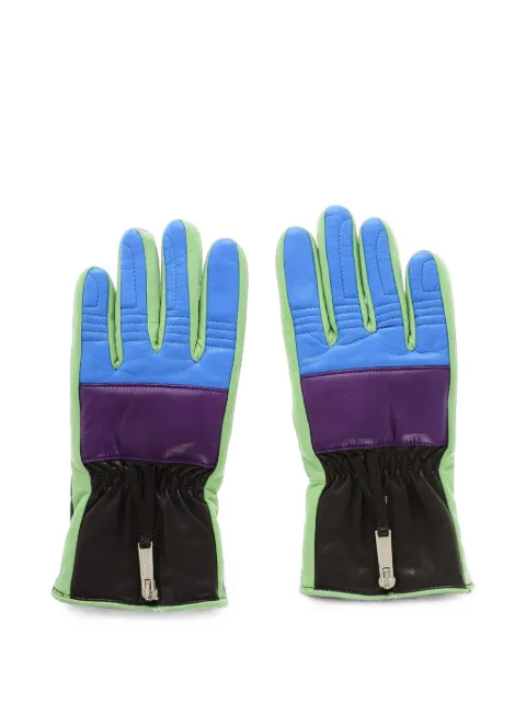 DSQUARED2 color-block zipped leather gloves Black GLW002418900001