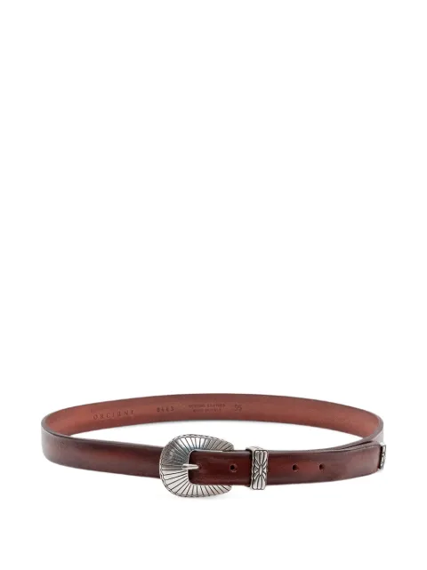 Orciani engraved-buckle leather belt Brown U08443