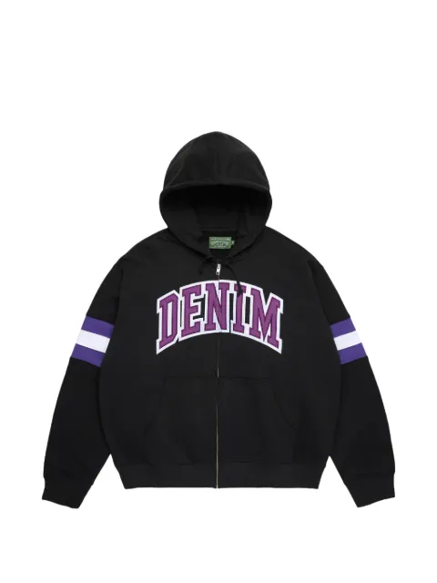 Denim Tears stripe-detail zip-up hoodie Black DT876