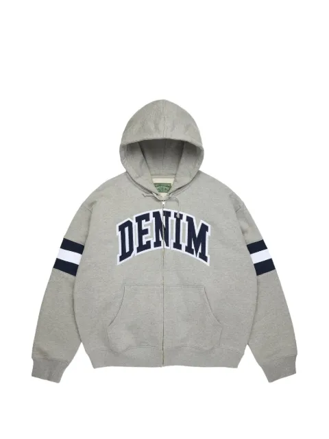 Denim Tears logo-appliqué zip-up hoodie Grey DT875