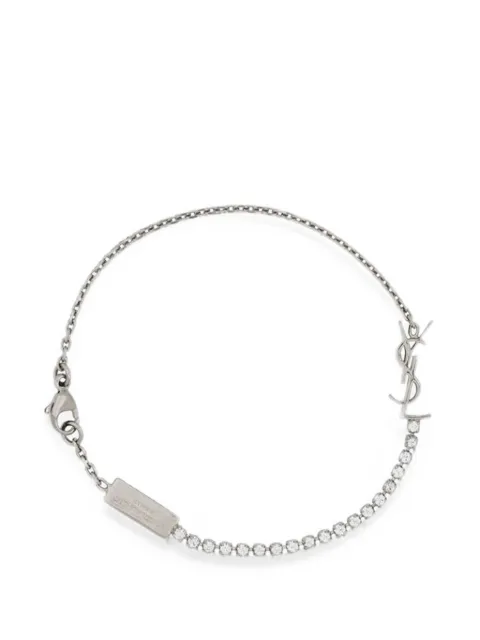 Saint Laurent Cassandre-charm bracelet in metal and rhinestone Silver 712345Y1526