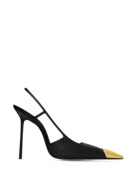 Saint Laurent Jeanne slingback pumps in smooth leather Black 800164AADX2