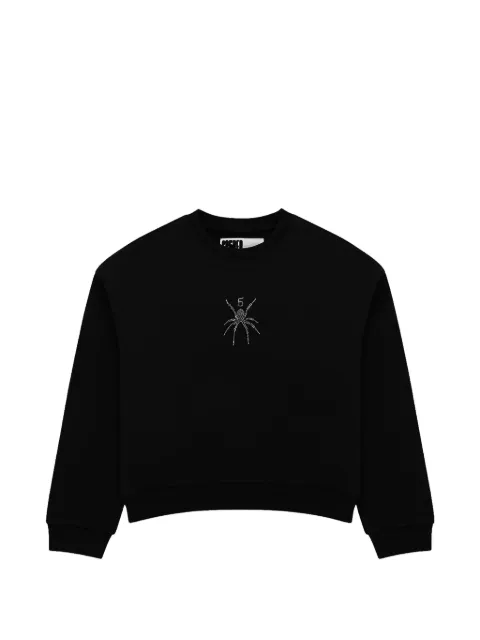 SP5DER rhinestone-embellished spider-motif sweatshirt Black SP5DER578